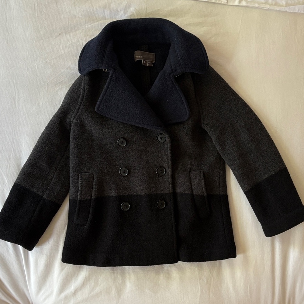 Vince Kids Tri-Tone Black, Navy & Charcoal Pea Coat